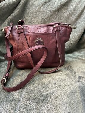 Coach Burgundy Perforated Leather Crossbody Bag